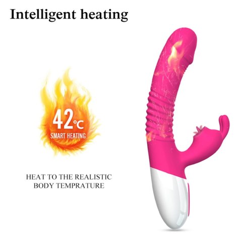 Wibrator- Silicone Vibrator USB 7 Powerful Licking and Thrusting Modes - Wibrator króliczek