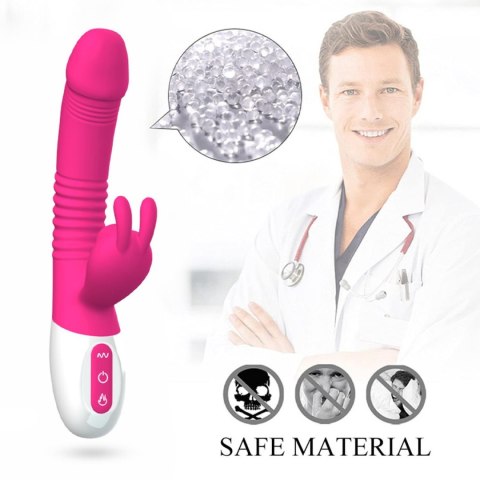 Wibrator- Silicone Vibrator USB 7 Powerful Licking and Thrusting Modes - Wibrator króliczek