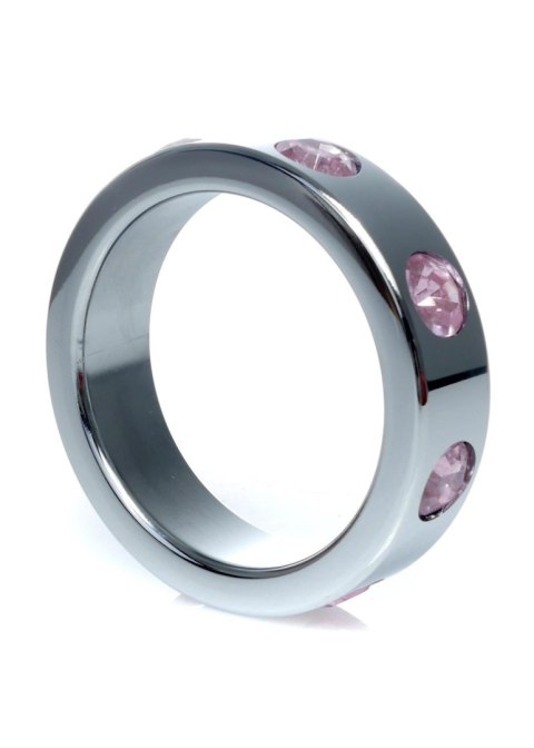 Metal Cock Ring with Rose Diamonds Large - pierścień erekcyjny