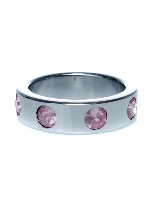 Metal Cock Ring with Rose Diamonds Large - pierścień erekcyjny