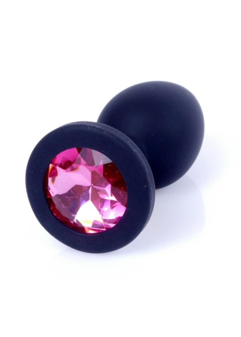 Black Silicon PLUG Small- Pink Diamond - Korek analny, zatyczka analna