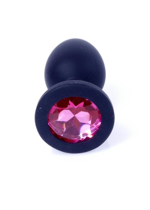 Black Silicon PLUG Small- Pink Diamond - Korek analny, zatyczka analna