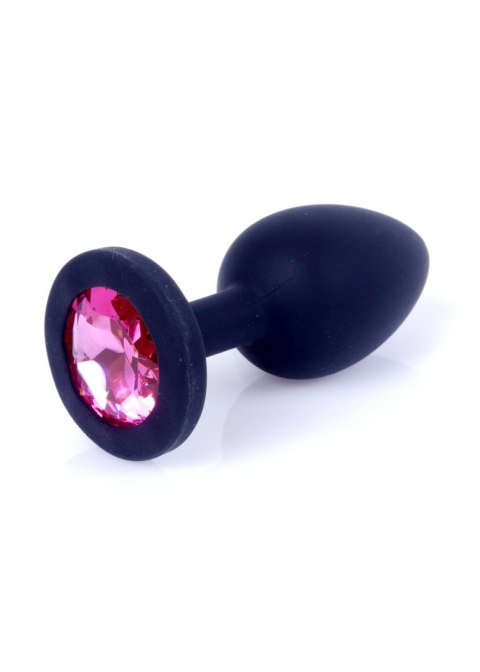 Black Silicon PLUG Small- Pink Diamond - Korek analny, zatyczka analna