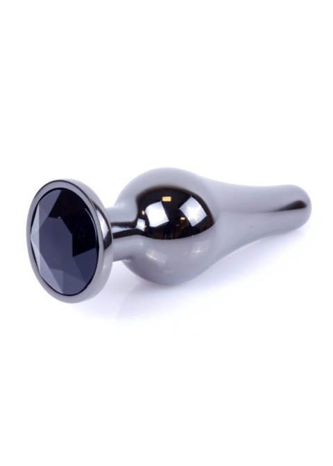 Dark Silver BUTT PLUG- Black - Metalowy korek analny