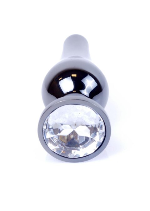 Dark Silver BUTT PLUG- Clear - Metalowy korek analny