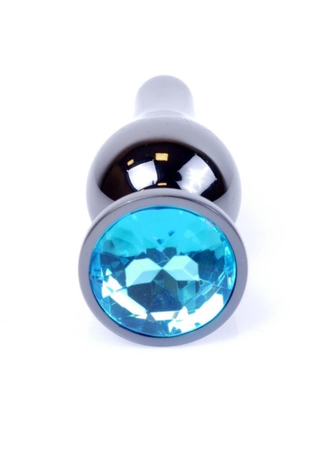 Dark Silver BUTT PLUG- Light Blue - Metalowy korek analny