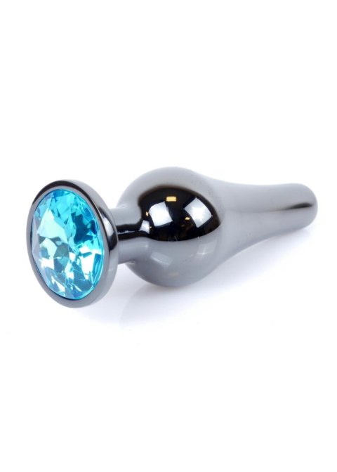 Dark Silver BUTT PLUG- Light Blue - Metalowy korek analny