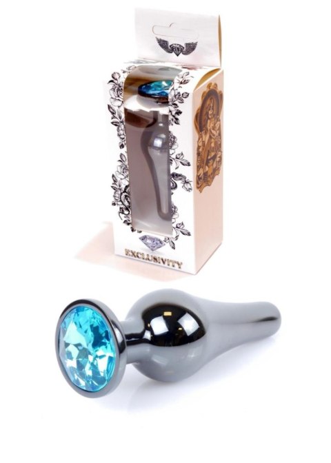 Dark Silver BUTT PLUG- Light Blue - Metalowy korek analny