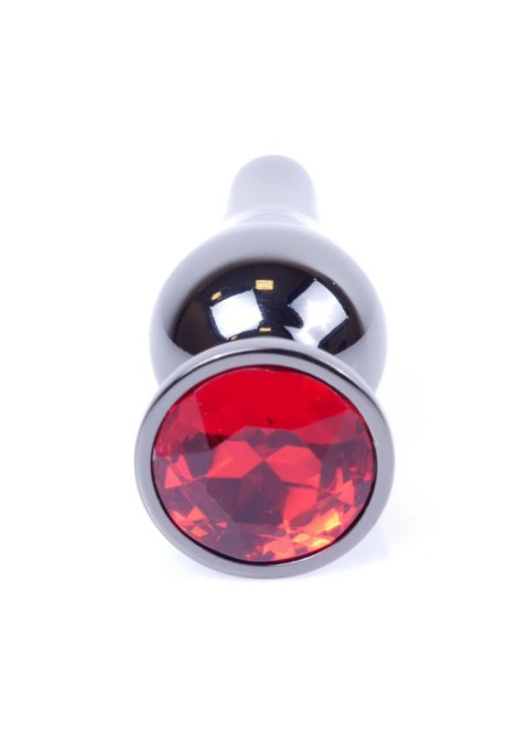 Dark Silver BUTT PLUG- Red - Metalowy korek analny