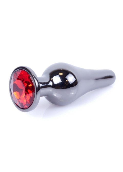 Dark Silver BUTT PLUG- Red - Metalowy korek analny