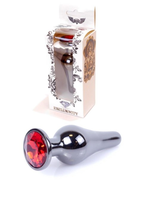 Dark Silver BUTT PLUG- Red - Metalowy korek analny