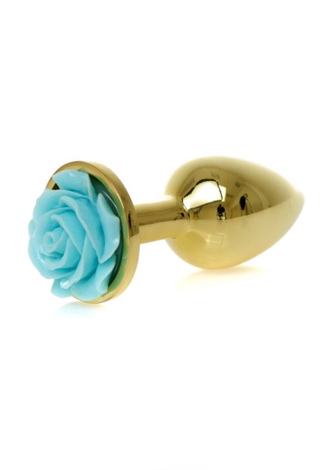 Gold PLUG ROSE- Light Blue - Metalowy korek analny