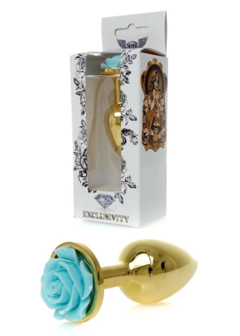 Gold PLUG ROSE- Light Blue - Metalowy korek analny