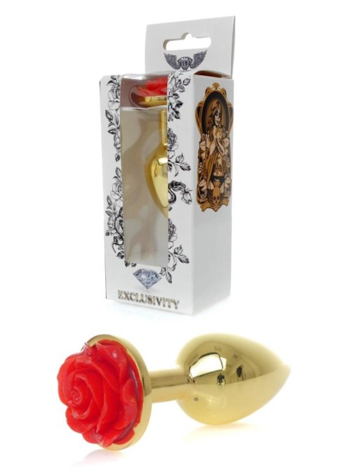 Gold PLUG ROSE- Red - Metalowy korek analny