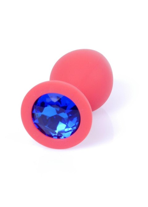 Red Silicon PLUG Medium- Blue Diamond - Korek analny, zatyczka analna