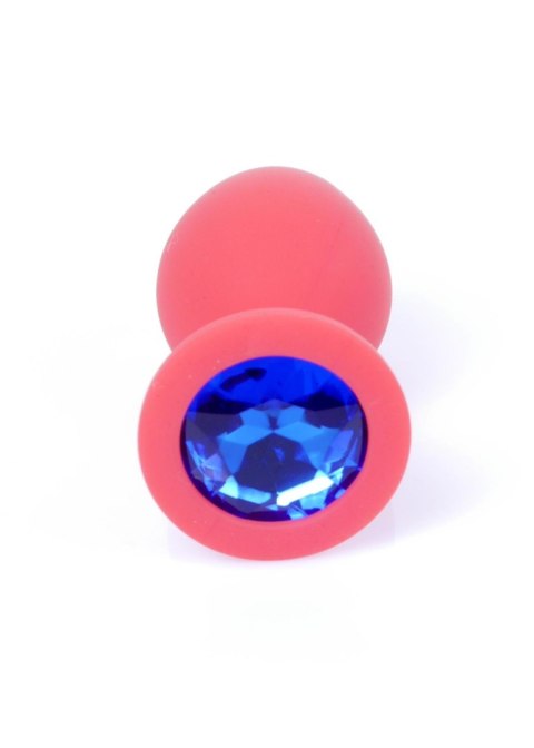 Red Silicon PLUG Medium- Blue Diamond - Korek analny, zatyczka analna