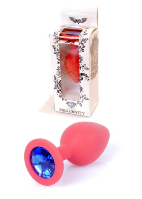 Red Silicon PLUG Medium- Blue Diamond - Korek analny, zatyczka analna