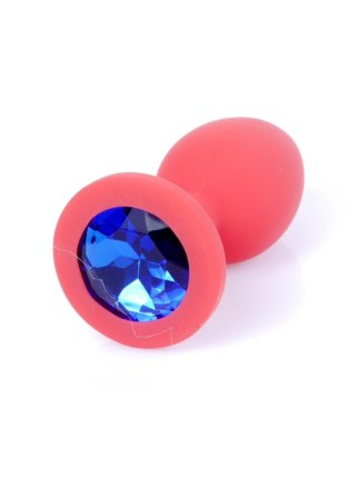 Red Silicon PLUG Small- Blue Diamond - Korek analny, zatyczka analna