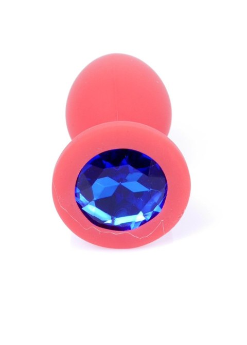 Red Silicon PLUG Small- Blue Diamond - Korek analny, zatyczka analna