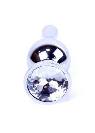 Silver BUTT PLUG- Clear - Metalowy korek analny