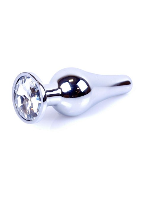 Silver BUTT PLUG- Clear - Metalowy korek analny