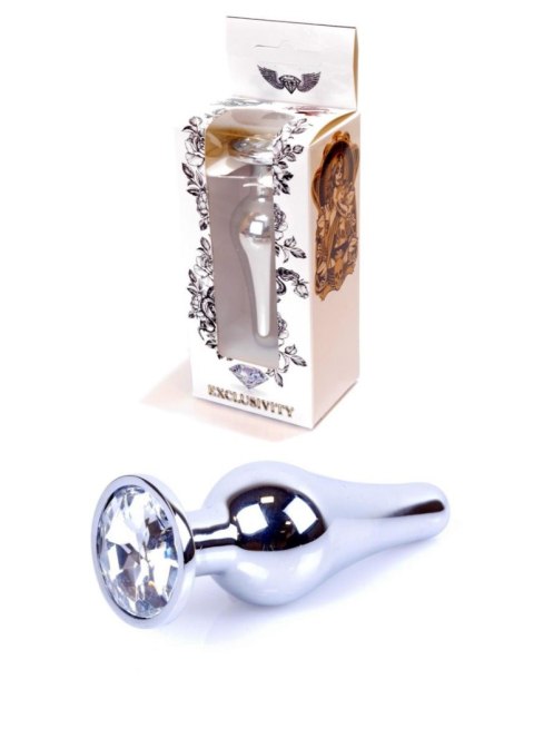 Silver BUTT PLUG- Clear - Metalowy korek analny