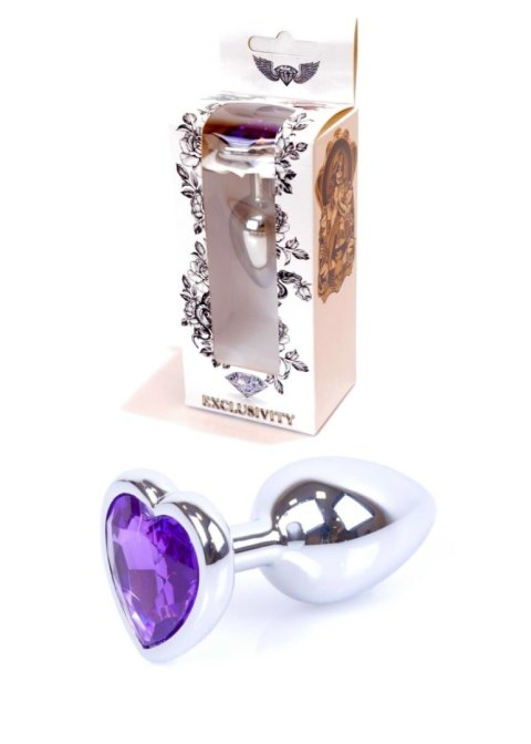 Silver Heart PLUG- Purple - Zatyczka analna w kształcie serca