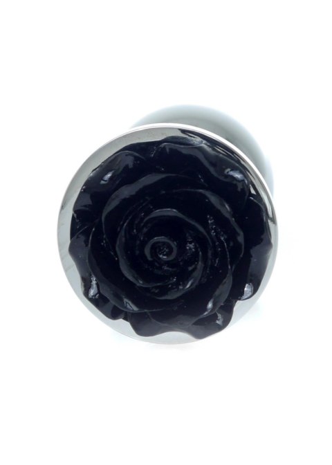 Silver PLUG ROSE- Black - Metalowy korek analny