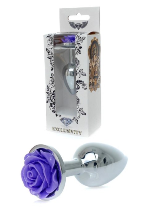 Silver PLUG ROSE- Purple - Metalowy korek analny