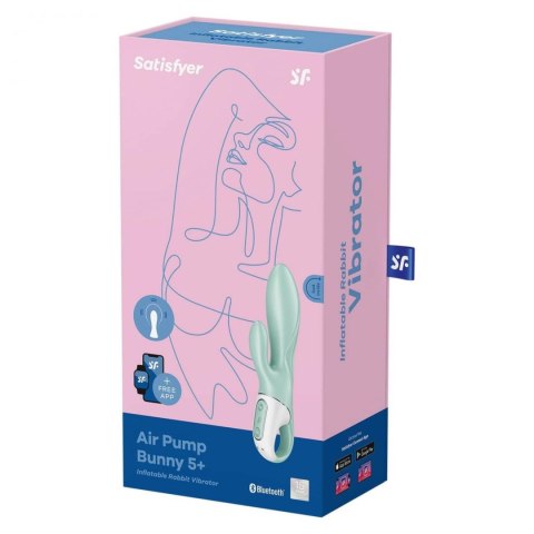 Satisfyer Air Pump Bunny 5 Connect App mint - Wibrator króliczek z opcją napompowania