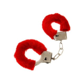 Kajdanki - Love Cuffs Red (czerwony) - Kajdanki z futerkiem