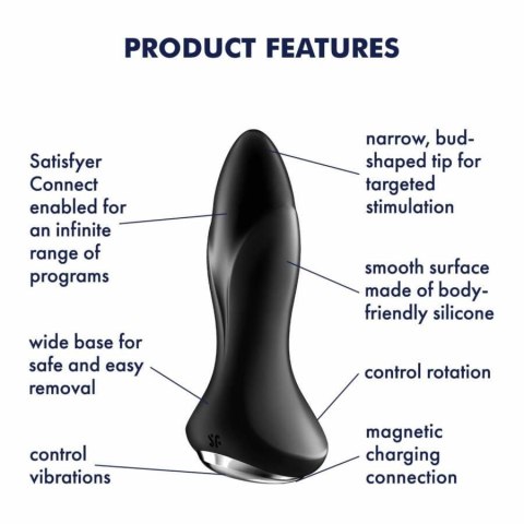 Satisfyer Rotation Plug 1 Connect App (Black) - Wibrujący korek analny