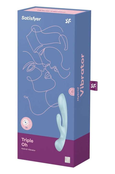 Satisfyer Triple Oh light blue - Wibrator króliczek