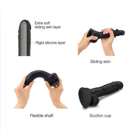 SLIDING SKIN REALISTIC DILDO BLACK XXL - Czarne realistyczne dildo