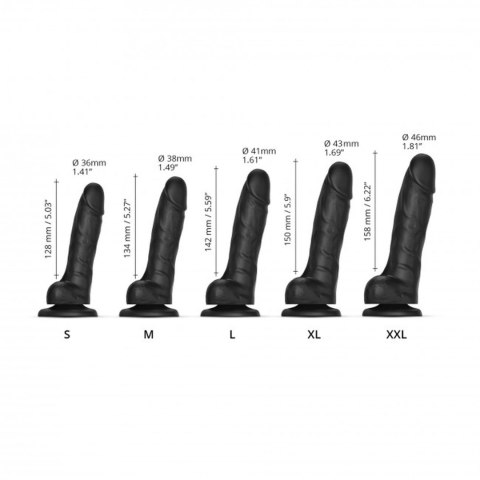 SLIDING SKIN REALISTIC DILDO BLACK XXL - Czarne realistyczne dildo