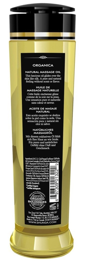 Shunga Massage Oil Organica AROMA & FRAGRANCE FREE - olejek do masażu