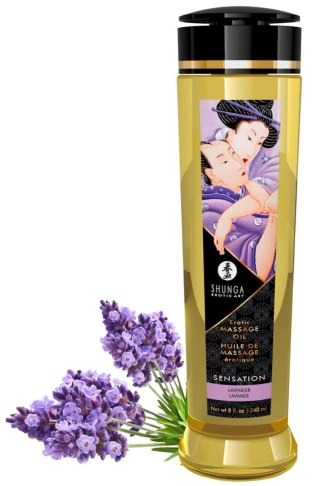 Shunga Massage Oil Sensation Lavender - lawendowy olejek do masażu