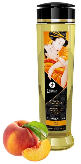 Shunga Massage Oil Stimulation PEACH - brzoskwiniowy olejek do masażu