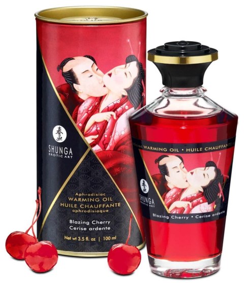 Shunga Warming Oil Blazing Cherry - wiśniowy olejek do masażu