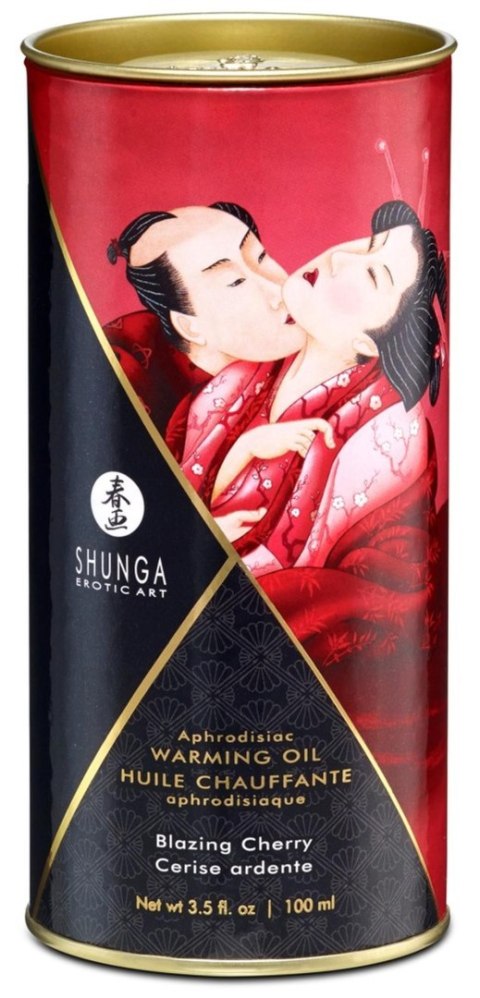 Shunga Warming Oil Blazing Cherry - wiśniowy olejek do masażu