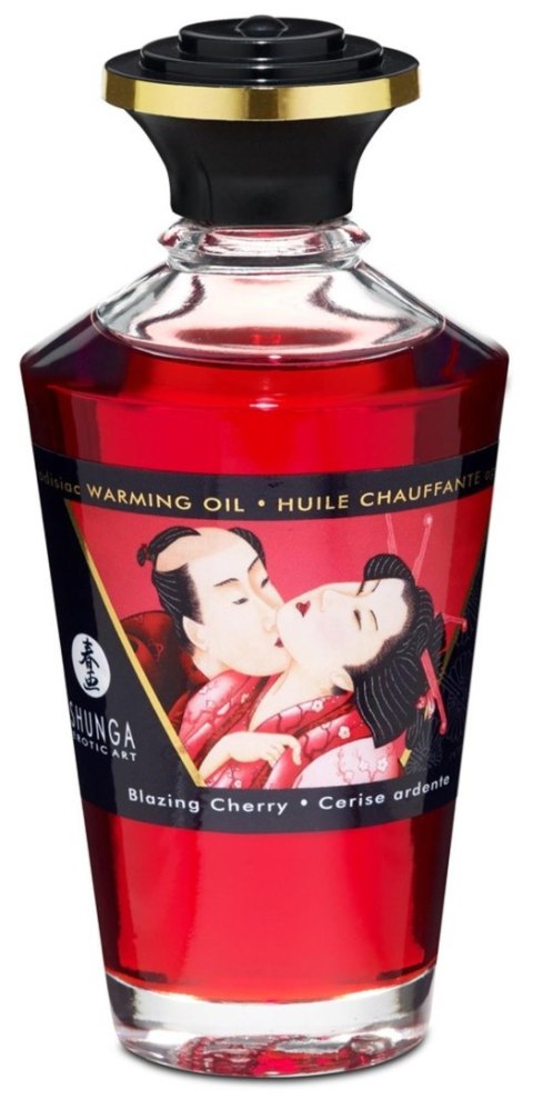 Shunga Warming Oil Blazing Cherry - wiśniowy olejek do masażu