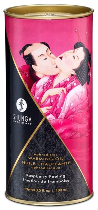 Shunga Warming Oil Raspberry Feeling - malinowy olejek do masażu