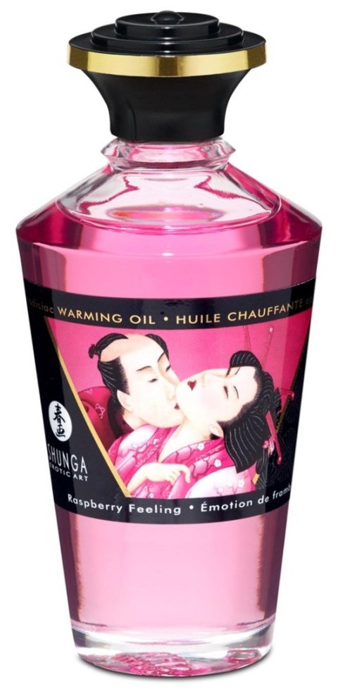 Shunga Warming Oil Raspberry Feeling - malinowy olejek do masażu