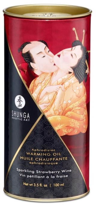 Shunga Warming Oil Sparkling Strawberry Wine - truskawkowy olejek do masażu