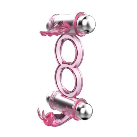 BAILE - BUNNY SNUGGLES COCK CLIT RING, 10 vibration functions - Wibrujący pierścień erekcyjny