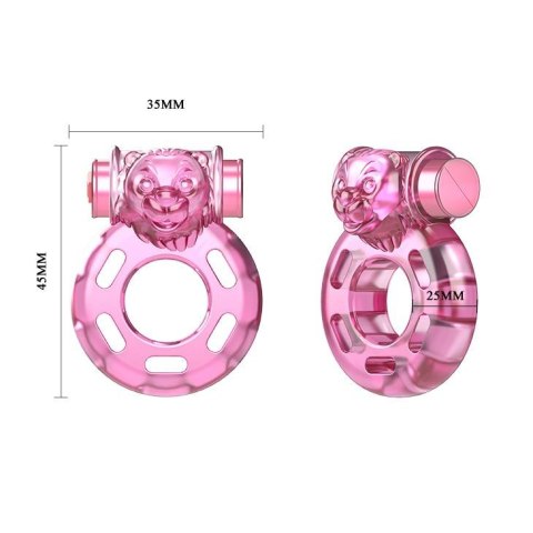 BAILE - Vibrating Cock Ring Bear Pink - Wibrujący pierścień erekcyjny