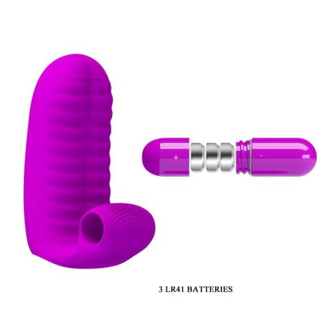 PRETTY LOVE - Abbott Double finger silicone Vibrator - Nakładka na penisa