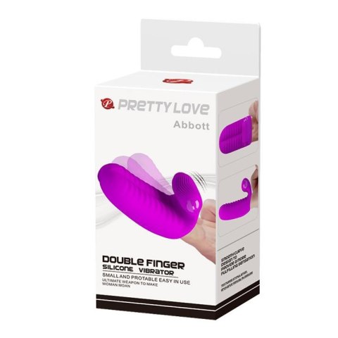 PRETTY LOVE - Abbott Double finger silicone Vibrator - Nakładka na penisa