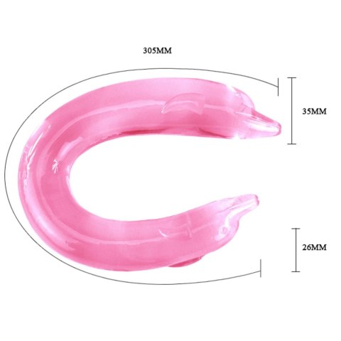 BAILE- DOUBLE DOLPHIN, Bendable pink - podwójne dildo