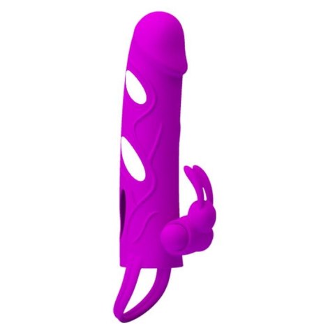 PRETTY LOVE - PENIS SLEEVE WITH BALL STRAP vibration PURPLE - Nakładka na penisa